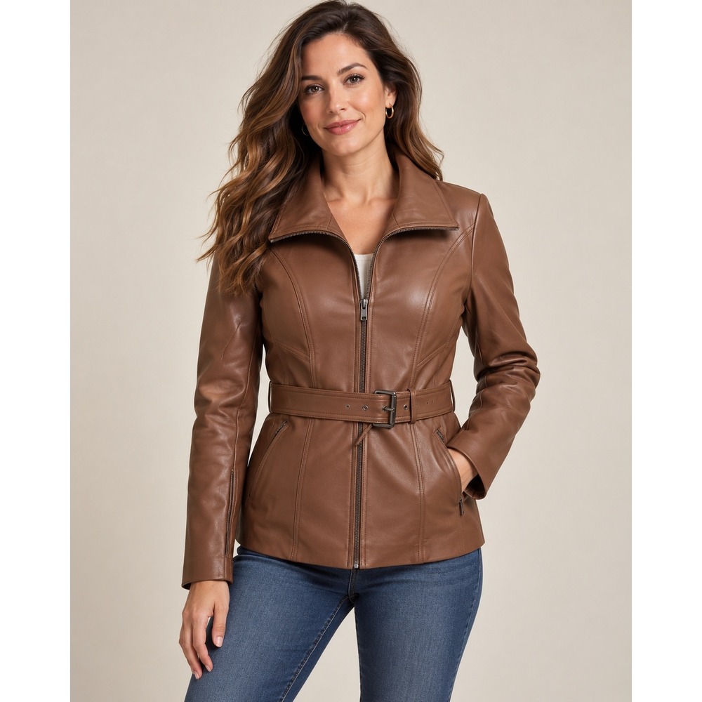 Kenneth cole brown faux leather jacket
